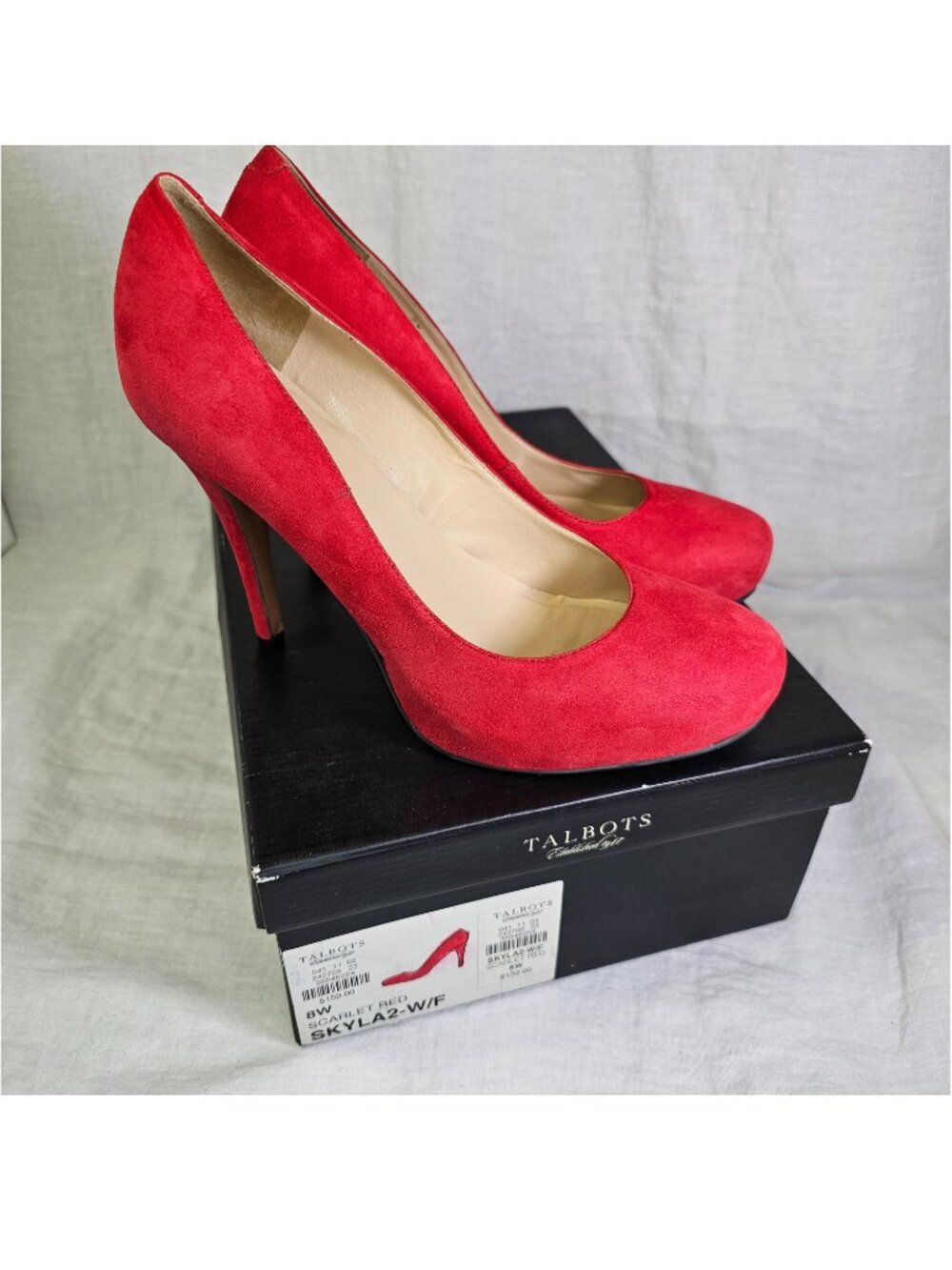 Talbots 8W Skyla2 Suede 4.25” Stiletto Heels Pumps Scarlet Red